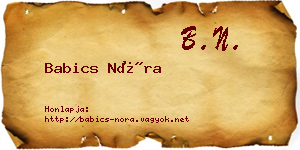 Babics Nóra névjegykártya