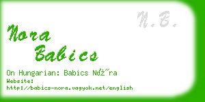 nora babics business card